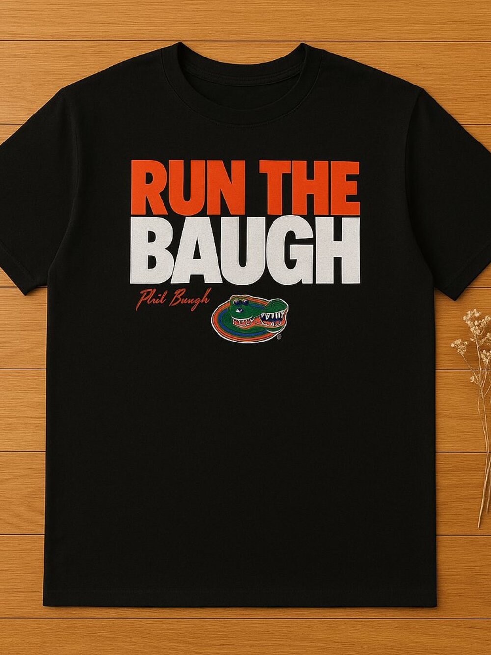 Run The Baugh Graphic T-Shirt | Black Sports Fan Tee | Bold Retro Athletic Shirt